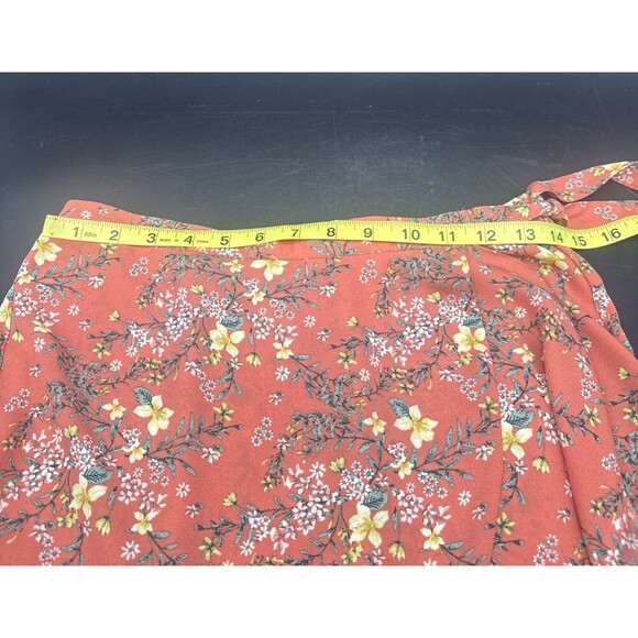 Max Studio Women's Orange Floral Print Ruffle Tiered Pull On Maxi Skirt Sz S - Picture 7 of 9